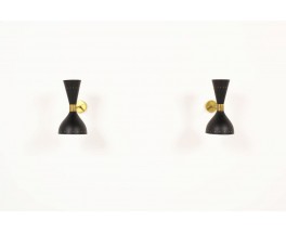 Appliques en laiton diffuseurs noir design contemporain italien set de 2