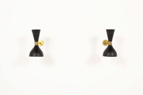 Appliques en laiton diffuseurs noir design contemporain italien set de 2