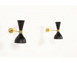 Appliques en laiton diffuseurs noir design contemporain italien set de 2