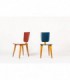 Chaises Andre Sornay en hetre laque bleu et rouge 1950 set de 2