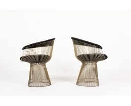 Fauteuils Warren Platner acier nickele et velours noir edition Knoll 1960 set de 2