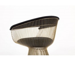 Fauteuils Warren Platner acier nickele et velours noir edition Knoll 1960 set de 2