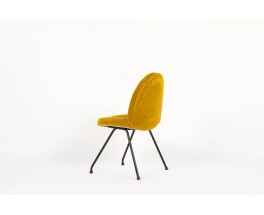 Chaises Joseph-Andre Motte modele 771 dit Langue velours jaune edition Steiner 1960 set de 4