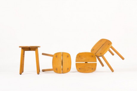Tabourets Pierre Gautier-Delaye modele Grain de cafe edition Vergneres 1960 set de 4
