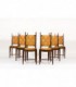 Chaises en noyer et assise en paille 1950 set de 6