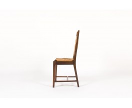 Chaises en noyer et assise en paille 1950 set de 6