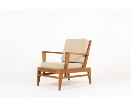 Fauteuil Rene Gabriel en chene et lin beige edition Lieuvin 1940