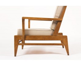 Fauteuil Rene Gabriel en chene et lin beige edition Lieuvin 1940