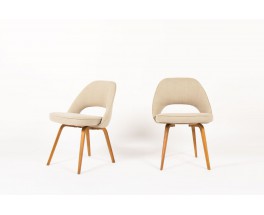 Chaises Eero Saarinen modele Executive lin beige edition Knoll International 1950 set de 2