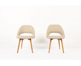 Chaises Eero Saarinen modele Executive lin beige edition Knoll International 1950 set de 2