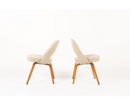 Chaises Eero Saarinen modele Executive lin beige edition Knoll International 1950 set de 2