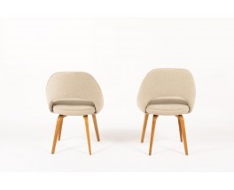 Chaises Eero Saarinen modele Executive lin beige edition Knoll International 1950 set de 2