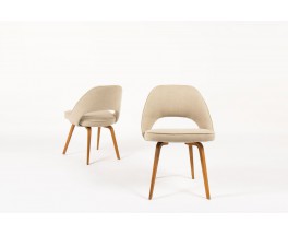 Chaises Eero Saarinen modele Executive lin beige edition Knoll International 1950 set de 2