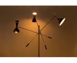 Lampadaire en laiton 3 bras diffuseurs noirs design contemporain italien