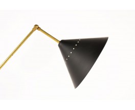 Lampadaire en laiton 3 bras diffuseurs noirs design contemporain italien