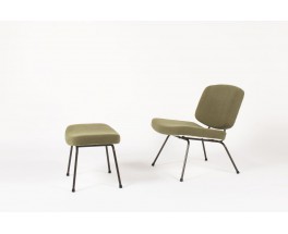 Chauffeuse et repose-pieds Pierre Paulin modele CM190 lin vert edition Thonet 1950