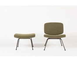 Chauffeuse et repose-pieds Pierre Paulin modele CM190 lin vert edition Thonet 1950