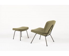 Chauffeuse et repose-pieds Pierre Paulin modele CM190 lin vert edition Thonet 1950