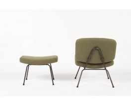 Chauffeuse et repose-pieds Pierre Paulin modele CM190 lin vert edition Thonet 1950