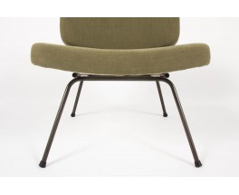 Chauffeuse et repose-pieds Pierre Paulin modele CM190 lin vert edition Thonet 1950