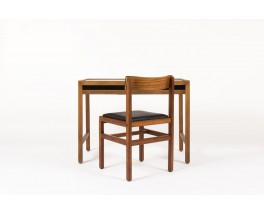 Bureau et chaise Andre Sornay acajou hetre et laque noir 1960