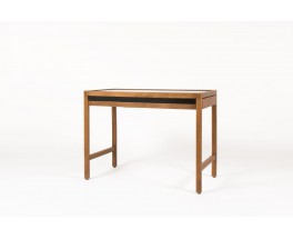 Bureau et chaise Andre Sornay acajou hetre et laque noir 1960