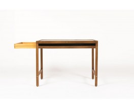 Bureau et chaise Andre Sornay acajou hetre et laque noir 1960