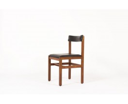 Bureau et chaise Andre Sornay acajou hetre et laque noir 1960