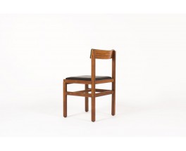 Bureau et chaise Andre Sornay acajou hetre et laque noir 1960