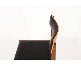 Bureau et chaise Andre Sornay acajou hetre et laque noir 1960