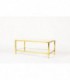 Table basse modele rectangulaire laiton marbre de Carrare et verre 1970