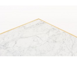 Tables basses gigognes laiton et plateau en marbre de Carrare 1950 set de 3