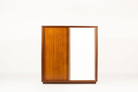 Armoire Andre Sornay modulable acajou laque blanche et bleue 1960