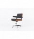 Fauteuil de bureau Alain Richard noyer et cuir noir 1970