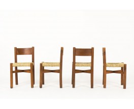 Chaises Charlotte Perriand modele Meribel en frene premiere edition Steph Simon 1950 set de 4