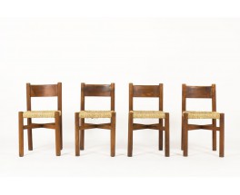 Chaises Charlotte Perriand modele Meribel en frene premiere edition Steph Simon 1950 set de 4