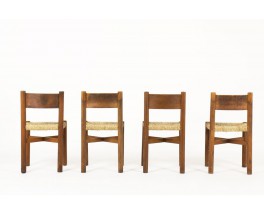 Chaises Charlotte Perriand modele Meribel en frene premiere edition Steph Simon 1950 set de 4