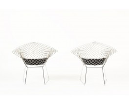 Fauteuils Harry Bertoia modele Diamond Kvadrat noir edition Knoll International 1950 set de 2