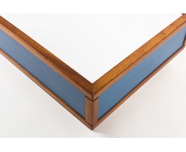 Table basse Andre Sornay acajou stratifie bleu et blanc 1960