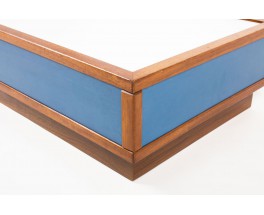 Table basse Andre Sornay acajou stratifie bleu et blanc 1960