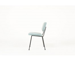 Chaises Pierre Paulin modele CM196 tissu bleu pastel edition Thonet 1950 set de 6