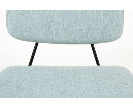 Chaises Pierre Paulin modele CM196 tissu bleu pastel edition Thonet 1950 set de 6