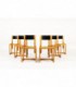 Chaises Andre Sornay en pin assise laque noire 1960 set de 6