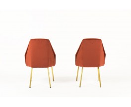 Chaises Carlo Pagani modele Campanula velours ocre edition Arflex 1950 set de 2