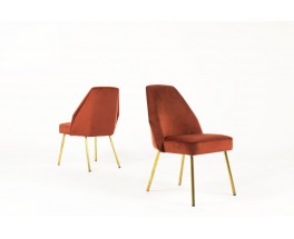 Chaises Carlo Pagani modele Campanula velours ocre edition Arflex 1950 set de 2