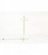 Lampadaire tripode en laiton et abat-jour beige chapeau chinois 1950