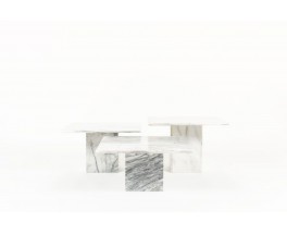 Tables basses gigognes en quartz blanc et gris 1970 set de 3