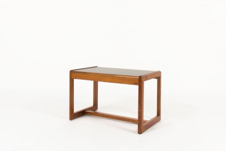 Table basse Andre Sornay rectangulaire pin teinte et stratifie noir 1960