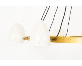 Lustre 12 feux en laiton et diffuseurs blancs design contemporain italien