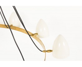 Lustre 12 feux en laiton et diffuseurs blancs design contemporain italien